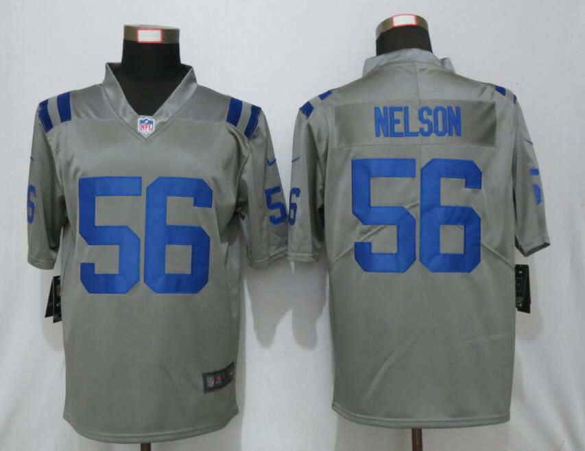 Men Nike Indianapolis Colts #56 Nelson 2019 Vapor Untouchable Gray Inverted Legend Limited Jersey
